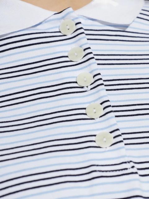 Róhe striped-pattern buttoned polo shirt - White