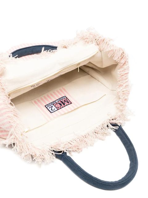 MC2 Saint Barth Vanity striped frayed tote bag - Pink