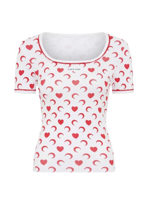 Marine Serre heart moon squareneck T-shirt - White - zdjęcie produktu nr 1