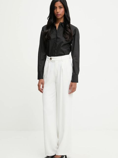 Answear.LAB koszula bawełniana damska kolor czarny regular z kołnierzykiem klasycznym