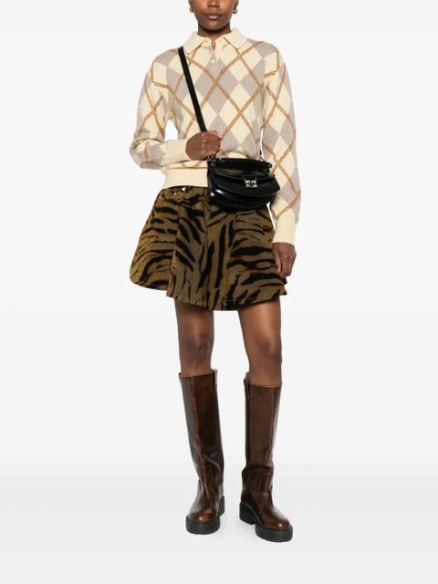 GANNI tiger-print pocket mini skirt - Brown