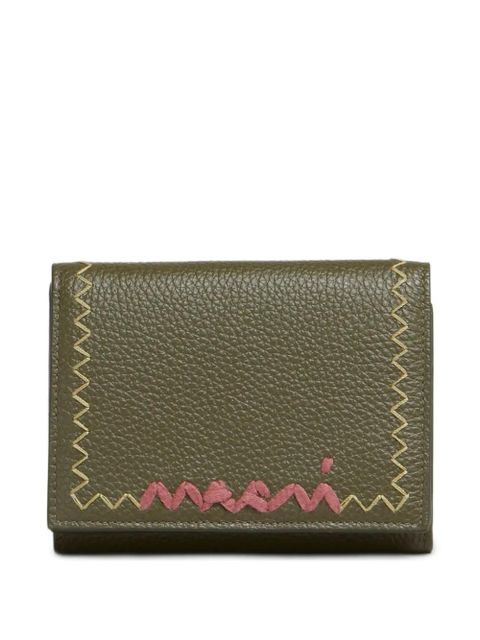 Marni textured leather bi-fold wallet - Green - zdjęcie produktu nr 1