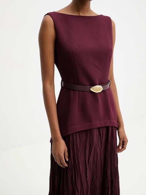 Answear.LAB sukienka kolor bordowy maxi rozkloszowana