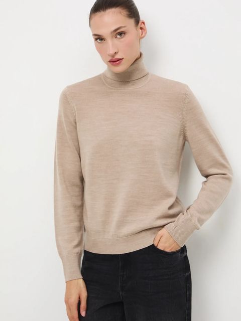 Medicine sweter z wełny merino kolor beżowy z golfem - zdjęcie produktu nr 1