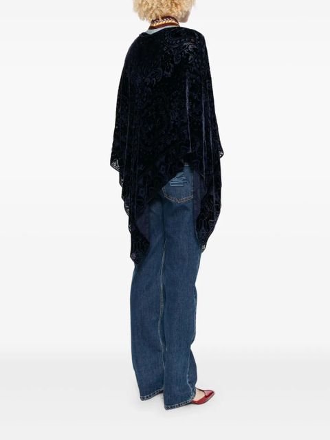 ETRO paisley-velvet poncho - Blue