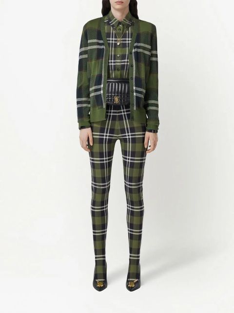 Burberry tartan-print V-neck cardigan - Green