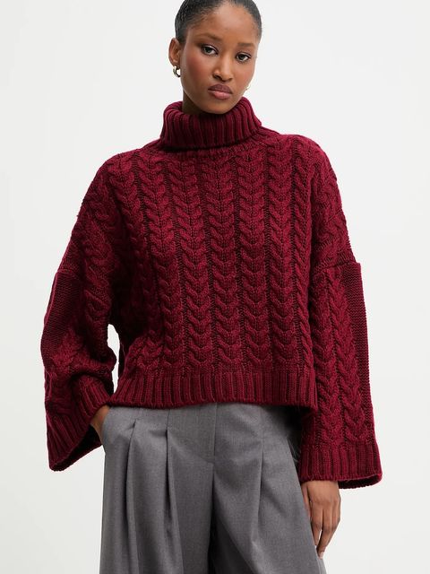 Answear.LAB sweter damski kolor bordowy z golfem - zdjęcie produktu nr 2