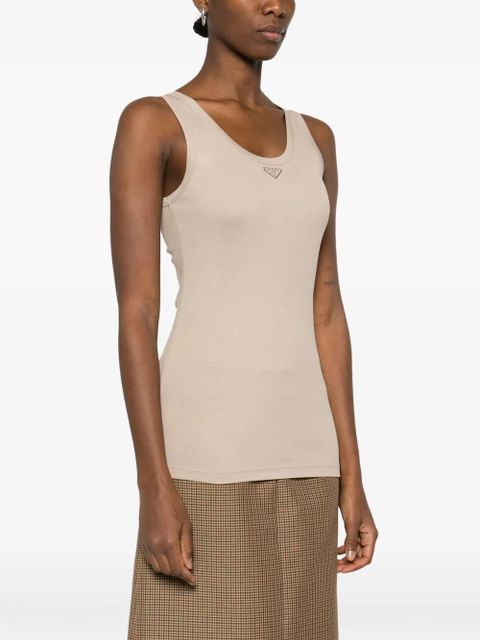 Prada triangle-logo ribbed tank top - Neutrals