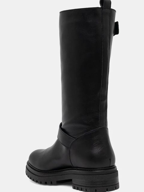 Pollini kozaki damskie kolor czarny na płaskim obcasie SA24174G0NTC0000 - zdjęcie produktu nr 2