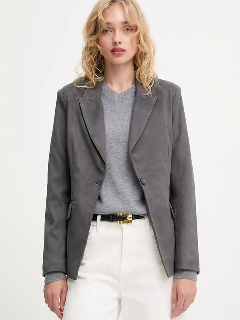 Answear.LAB marynarka kolor szary jednorzędowa gładka