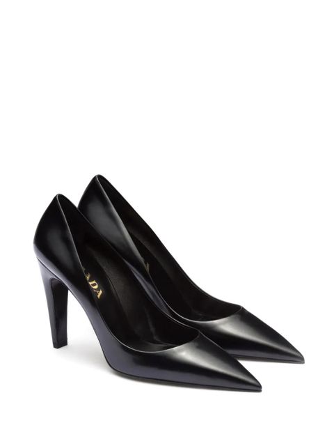 Prada 100mm brushed-leather pumps - Black - zdjęcie produktu nr 2
