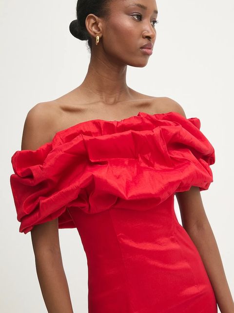 Answear.LAB sukienka kolor czerwony maxi dopasowana