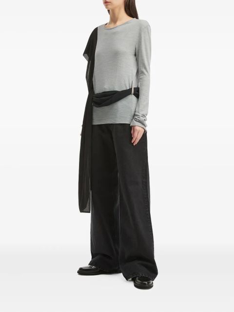 MM6 Maison Margiela draped-panel long-sleeved top - Grey - zdjęcie produktu nr 2
