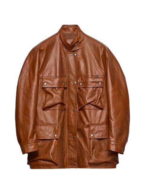 Prada antiqued leather caban jacket - Brown - zdjęcie produktu nr 1