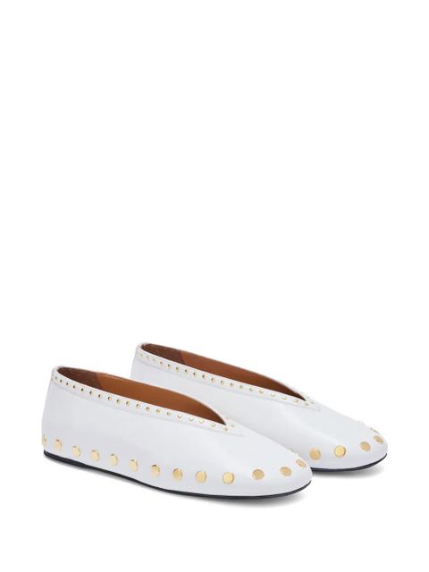 GANNI Jenny stud-embellished ballet flats - White - zdjęcie produktu nr 2