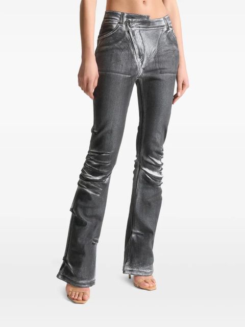 Manière De Voir Oil Print Tacked jeans - Grey