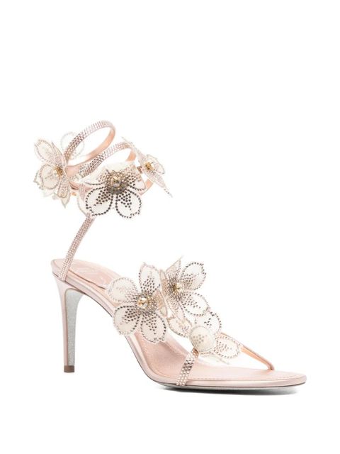 René Caovilla Floriane flowers strass embellished heeled sandals - Pink - zdjęcie produktu nr 2
