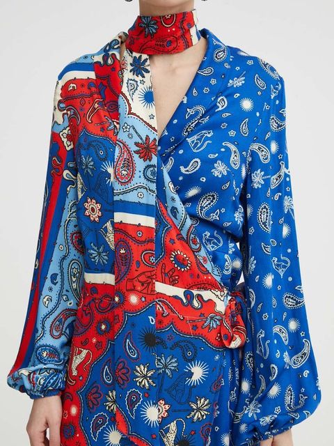 Never Fully Dressed sukienka kolor niebieski midi rozkloszowana