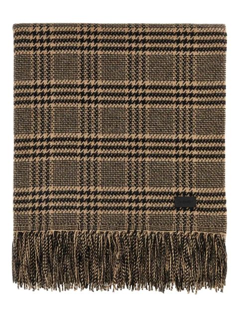 Saint Laurent checked fringed scarf - Brown - zdjęcie produktu nr 1