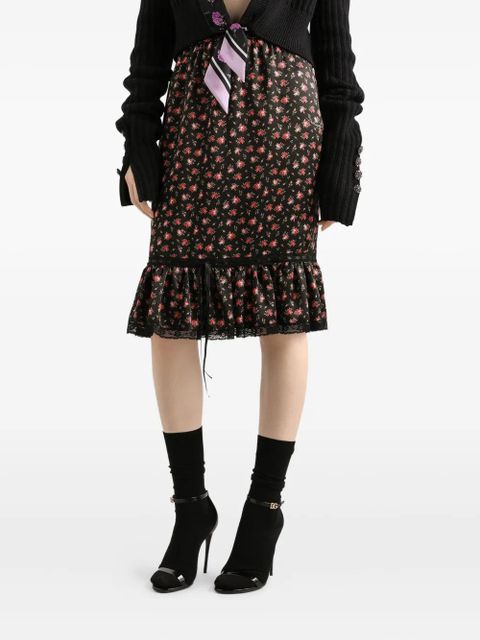 Dolce & Gabbana floral ruffled midi skirt - Black