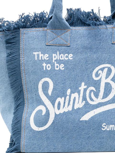 MC2 Saint Barth Vanity fringed logo-print tote bag - Blue