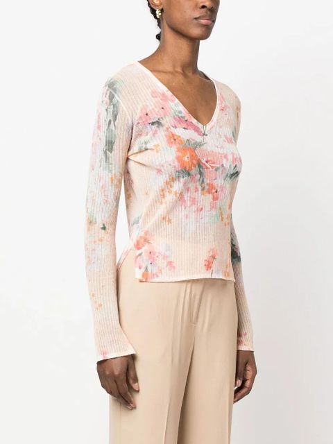 TWINSET long-sleeve ribbed blouse - Orange