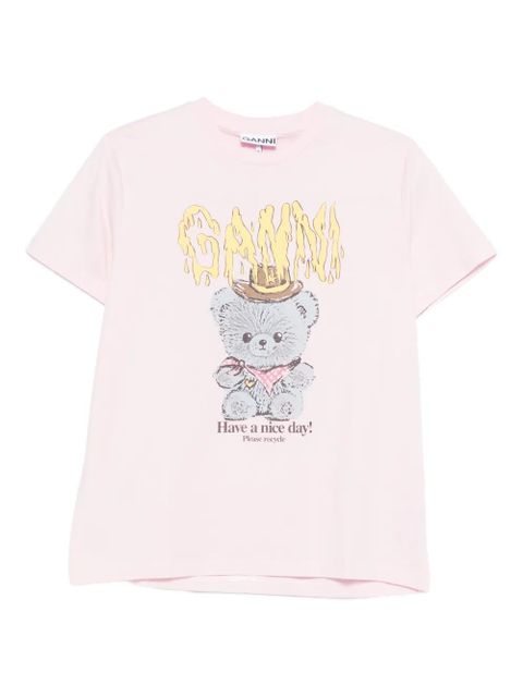 GANNI Teddy cotton jersey T-shirt - Pink - zdjęcie produktu nr 1