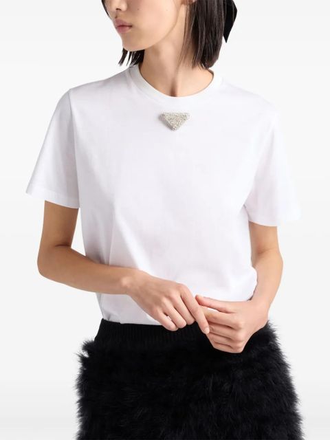 Prada triangle-embroidered T-shirt - White