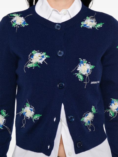 SHUSHU/TONG floral embroidery cardigan - Blue
