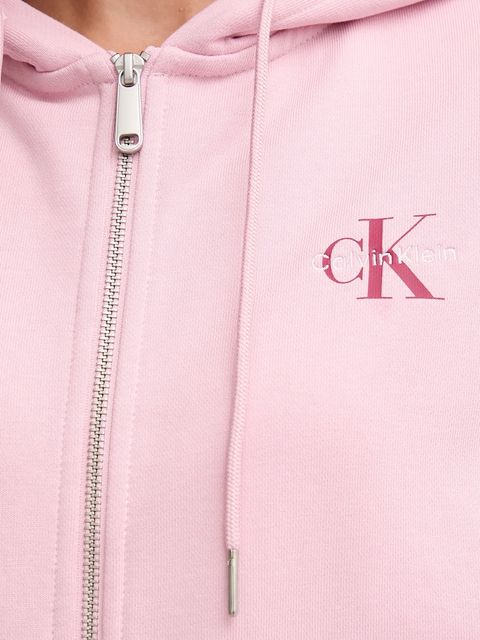 Calvin Klein Jeans bluza damska kolor różowy z kapturem z nadrukiem LV047B270G