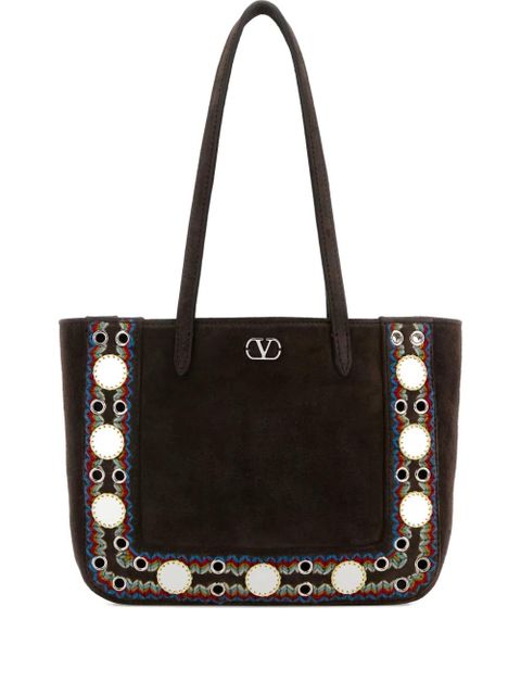 Valentino Garavani Nellcôte suede embellished tote bag - Brown - zdjęcie produktu nr 1