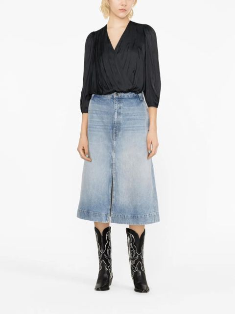 Zadig&Voltaire V-neck draped satin blouse - Black