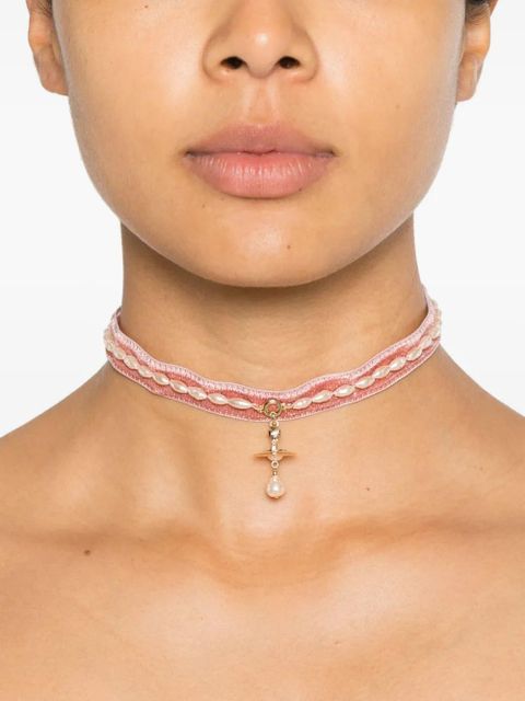 Vivienne Westwood aleksa pearl choker necklaces - Pink