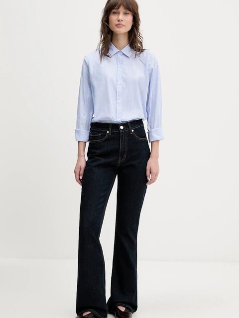 HUGO koszula The Essential Shirt damska kolor niebieski regular z kołnierzykiem klasycznym 50552601 - zdjęcie produktu nr 2