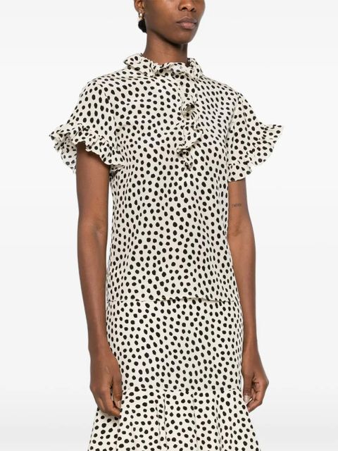 Chloé ruffled polka-dot blouse - Neutrals - zdjęcie produktu nr 2