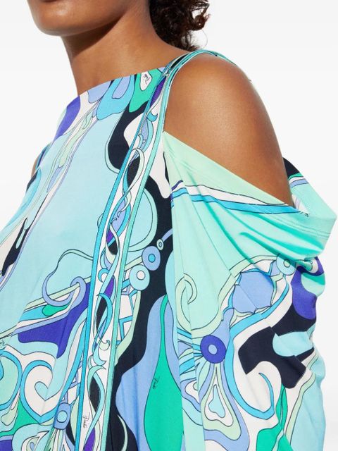 PUCCI shoulder-cut print dress - Blue