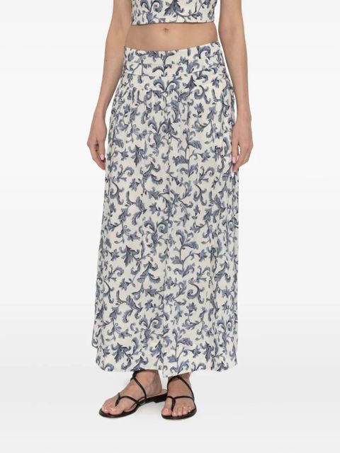 Posse Rue baroque-print maxi skirt - White