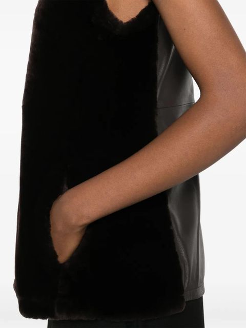 TOTEME shearling-panel top - Brown