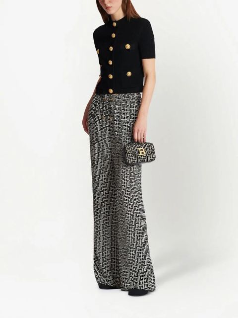 Balmain embossed-button short-sleeve cardigan - Black