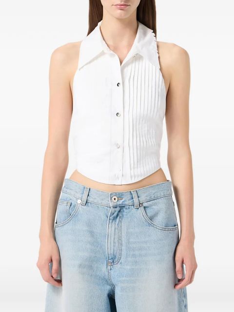 Blumarine collared pleated top - White