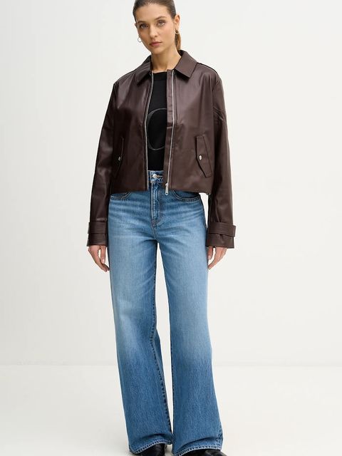 Calvin Klein Jeans kurtka kolor brązowy przejściowa LV047E501G