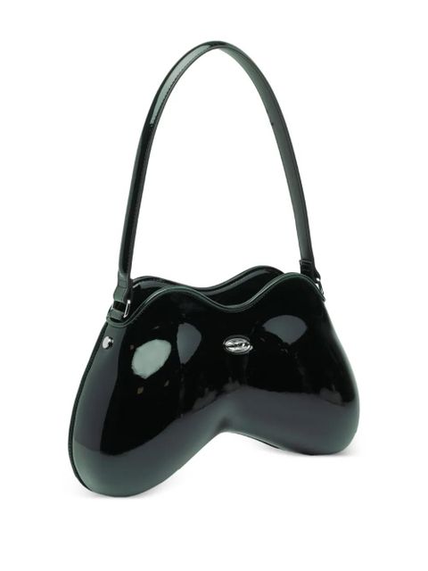 Diesel medium Double-D curved shoulder bag - Black