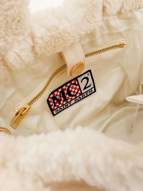 MC2 Saint Barth Colette teddy-texture logo-embroidered shoulder bag - Neutrals