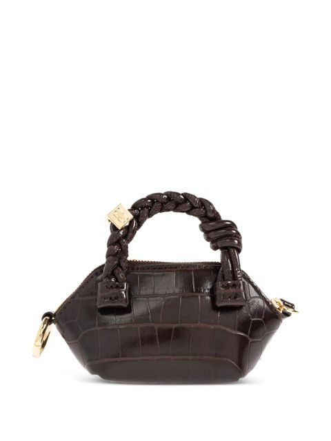 GANNI mini crocodile-embossed tote bag - Brown