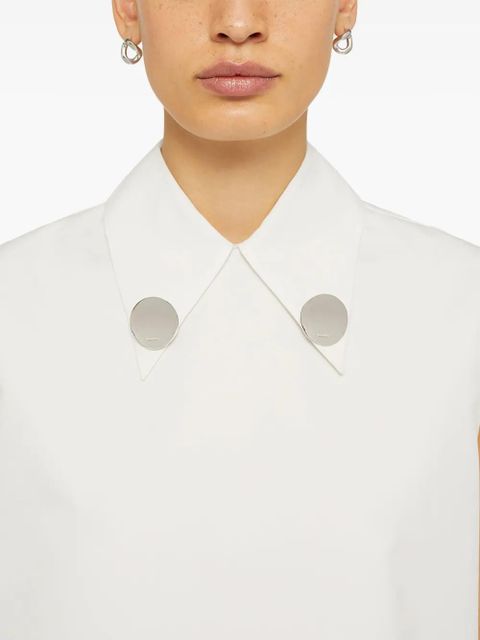 Jil Sander straight-point collar cotton-blend dress - White