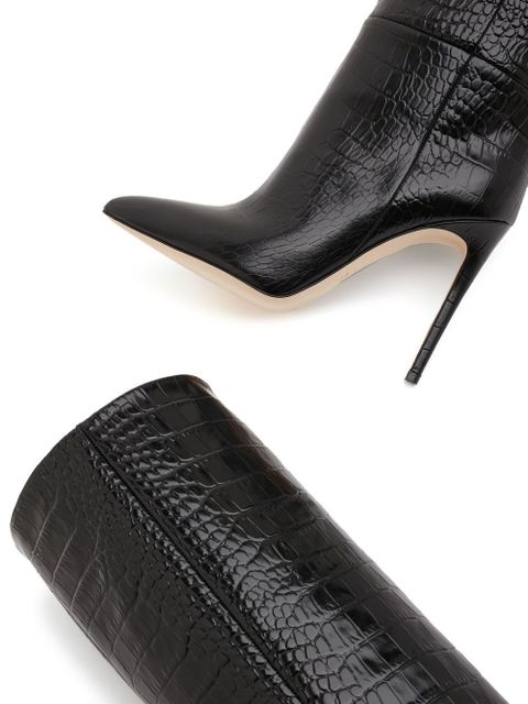 Paris Texas crocodile-effect 105mm knee-length boots - Black