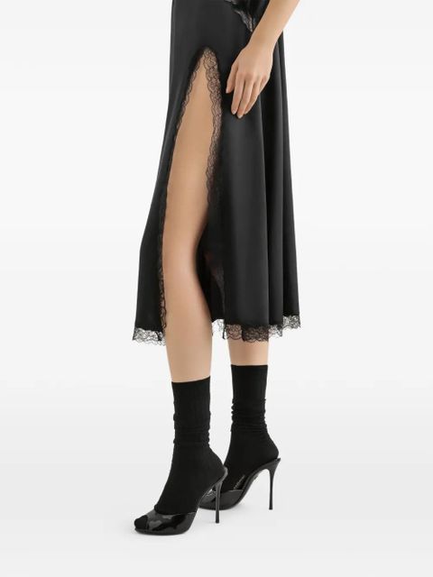Dolce & Gabbana lace-trim split midi dress - Black