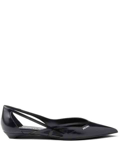 Prada leather cut-out ballerinas - Black - zdjęcie produktu nr 1