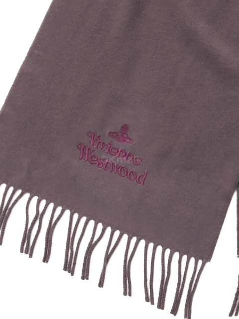Vivienne Westwood embroidered fringed scarf - Brown - zdjęcie produktu nr 2
