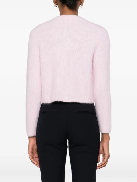 Maje collar-embellished long-sleeve cardigan - Pink